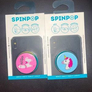 Spin Pop phone holder 2 pack bundle unicorn & llama NWT
